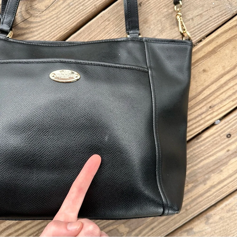 Coach Crossgrain Leather Pocket Tote F34497 Black Crossbody Shoulder Bag Tote